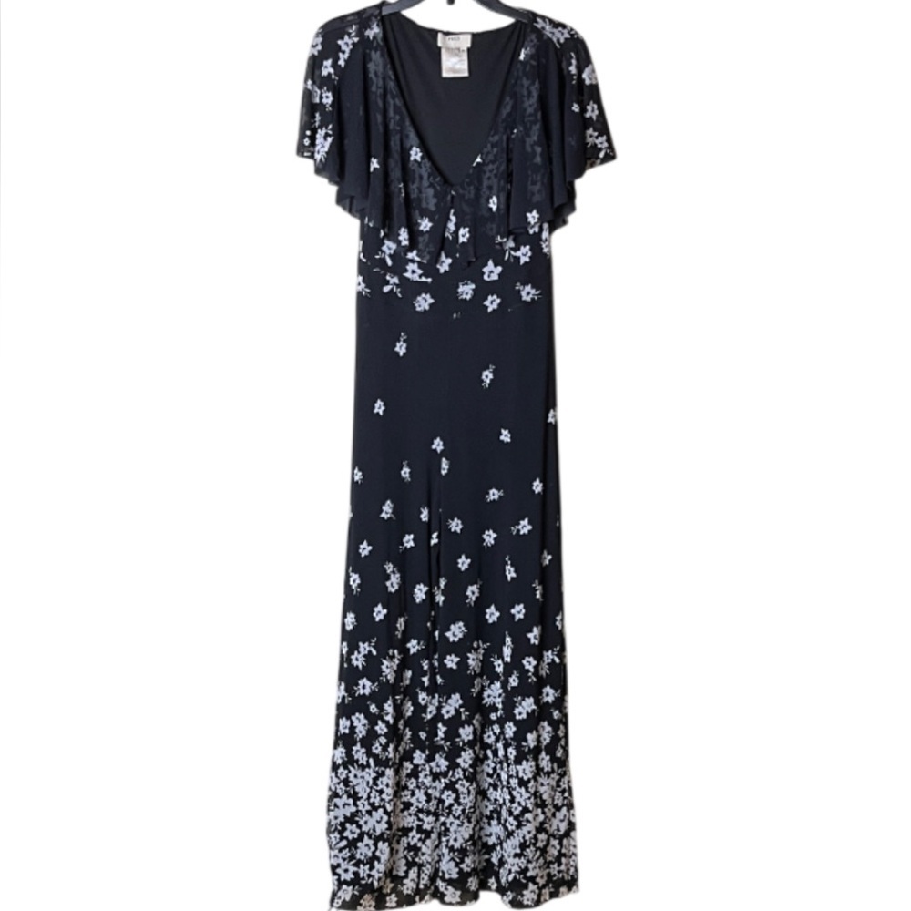 FUZZI Italian Black Floral Wide Leg Romper- M - Picture 4 of 14